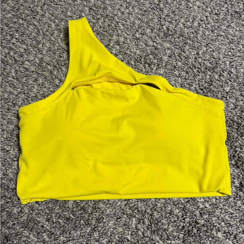 Amazon Yellow Asymmetrical Crop Top